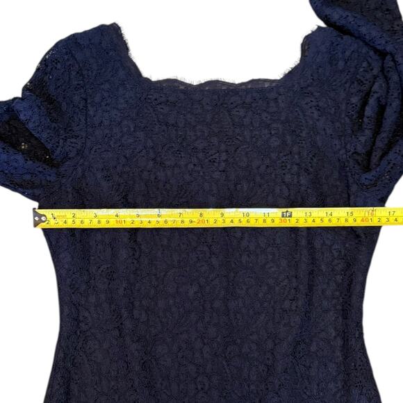 Adrianna Papell Blue Semi Formal 3/4 Sleeve Lace Sheath Dress Size 10P - Picture 5 of 6